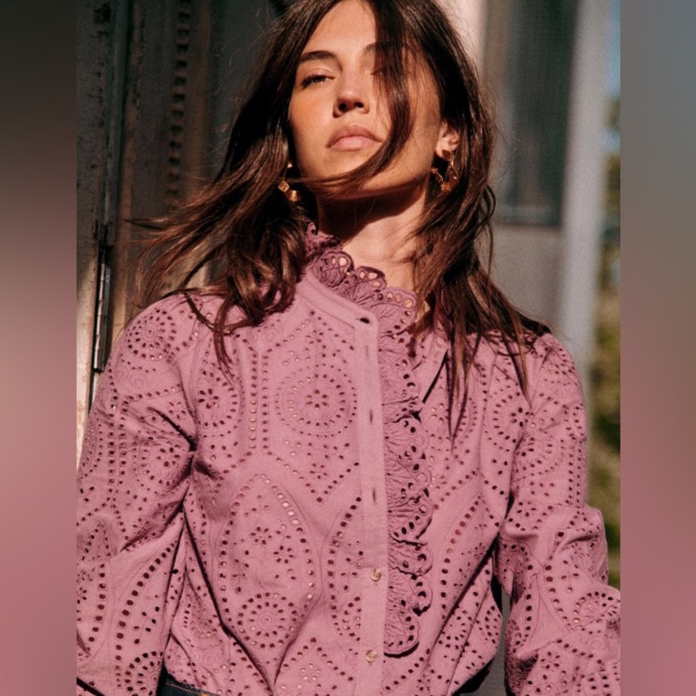 Sezane Chloe Shirt in Wisteria, Size 32